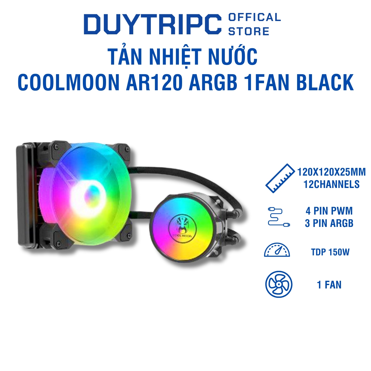 Tản nhiệt nước Coolmoon AR120 ARGB 1 Fan